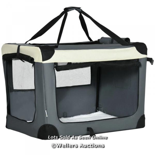 3224 - PAWHUT 81CM FOLDABLE PET CARRIER, WITH CUSHION, FOR MEDIUM DOGS AND CATS - GREY / C