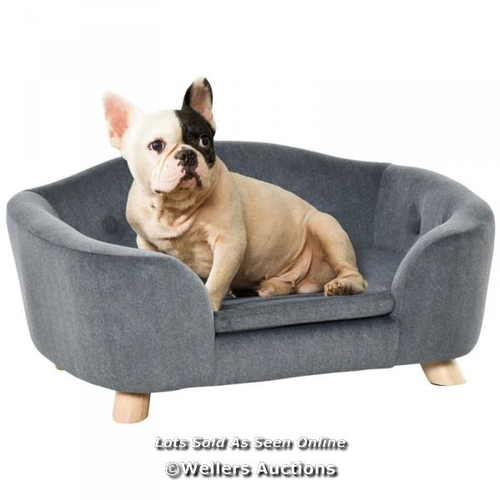 3230 - PAWHUT PET SOFA PUPPY KITTEN LOUNGE, W/ WOODEN FRAME, WASHABLE CUSHION, GREY / C