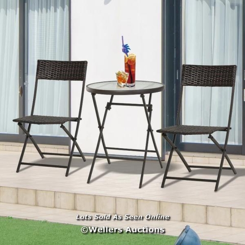 3237 - OUTSUNNY 2 SEATER WICKER RATTAN BISTRO SET-BROWN / W1