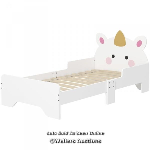 3239 - ZONEKIZ UNICORN-DESIGNED TODDLER BED, KIDS BEDROOM FURNITURE, FOR AGES 3-6 YEARS, 143 X 74 X 67CM� /... 