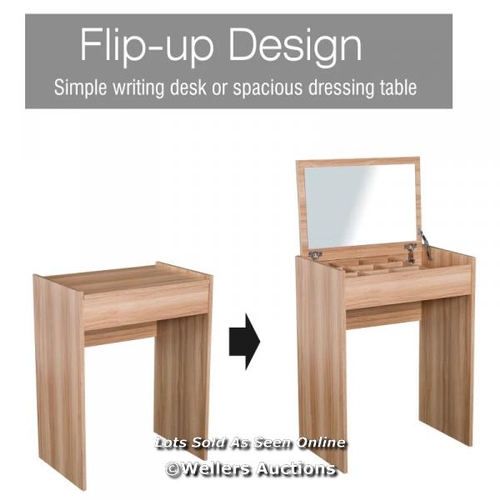 3240 - DRESSING TABLE SET PADDED STOOL DRESSER WITH FLIP-UP MIRROR MULTI-PURPOSE - WOOD GRAIN / W1