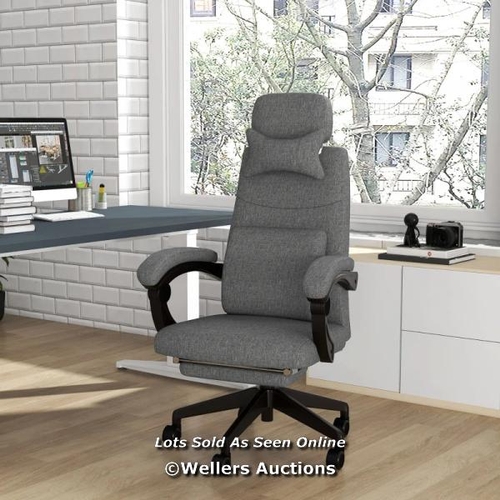 3242 - VINSETTO LINEN-LOOK OFFICE CHAIR, WITH 160� RECLINING BACK AND FOOTREST / W1