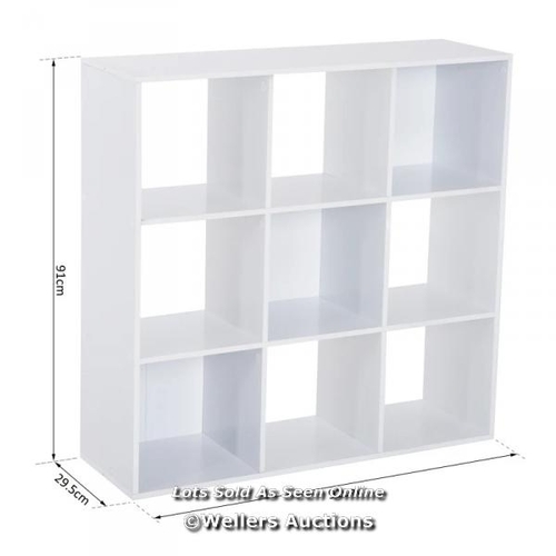 3243 - WOODEN 9 CUBE STORAGE UNIT W/ 3 TIER BOOKCASE SHELVES ORGANISER RACK DISPLAY / W1