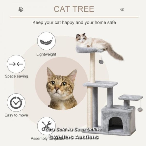 3250 - PAWHUT CAT TREE TOWER FOR INDOOR CATS 114CM CLIMBING ACTIVITY CENTRE KITTEN WITH SISAL SCRATCHING PO... 