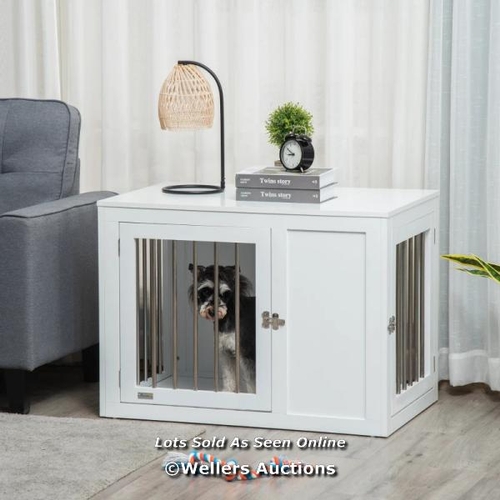 3255 - PAWHUT 2-IN-1 DOG CAGE AND SIDE TABLE, WITH TWO LOCKABLE DOORS, FOR MEDIUM DOGS / DP