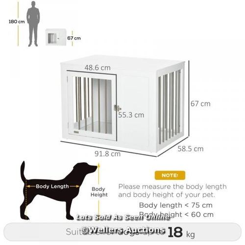 3255 - PAWHUT 2-IN-1 DOG CAGE AND SIDE TABLE, WITH TWO LOCKABLE DOORS, FOR MEDIUM DOGS / DP