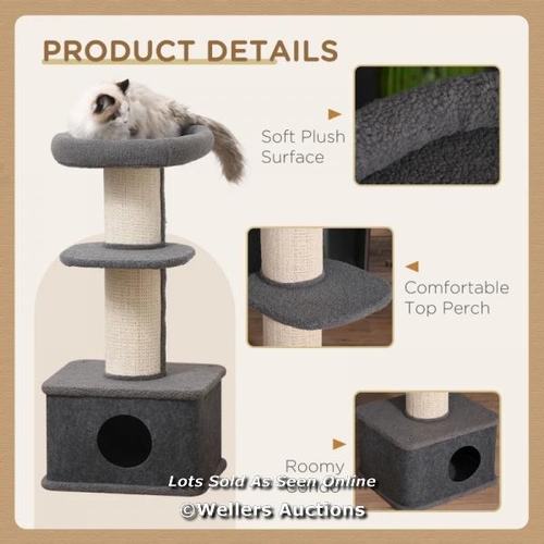 3258 - PAWHUT 96CM CAT TREE FOR INDOOR CATS KITTEN TOWER MULTI LEVEL ACTIVITY CENTER PET FURNITURE WITH SIS... 