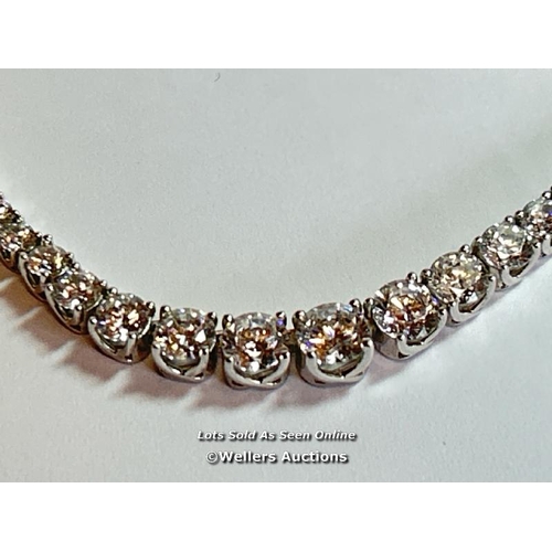 6669 - DIAMOND FIRE 925 SILVER AND CUBIC ZIRCONIA GRADUATED NECKLACE, DAMAGED. 43CM LONG, 28.4G (272498) / ... 