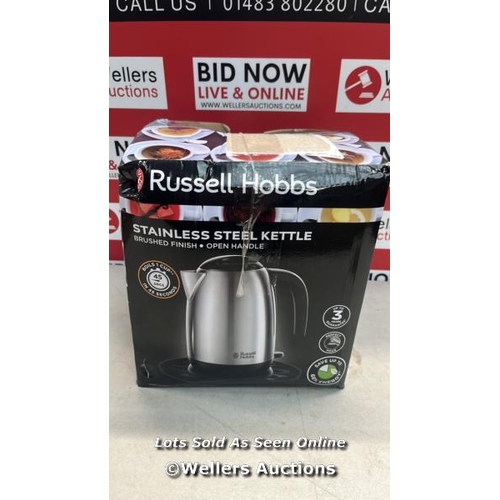 6703 - RUSSELL HOBBS BRUSHED STAINLESS STEEL & BLACK ELECTRIC 1.7L CORDLESS KETTLE WITH BLACK HANDLE (FAST ... 