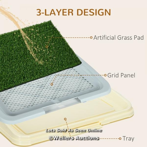 3262 - PAWHUT DOG TOILET, PUPPY TRAINING PAD INDOOR, PORTABLE PUPPY PAD WITH ARTIFICIAL GRASS, GRID PANEL, ... 