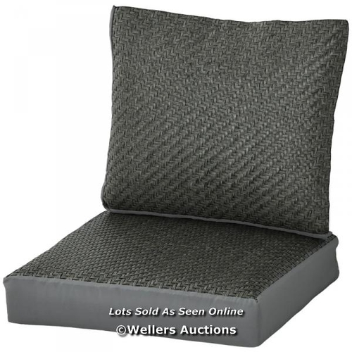 3266 - OUTSUNNY 2-PIECE BACK AND SEAT CUSHION PILLOWS REPLACEMENT, FABRIC AND PE RATTAN PATIO CHAIR CUSHION... 