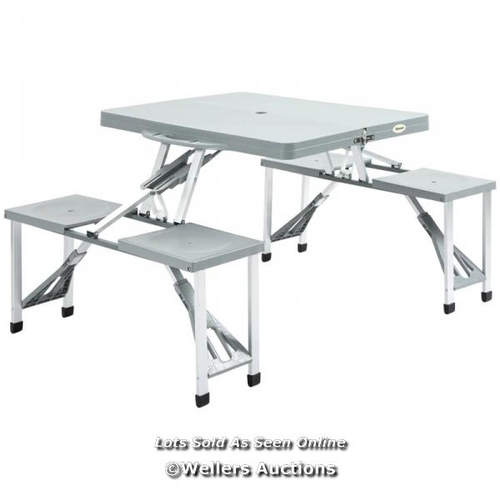 3277 - OUTSUNNY ALUMINIUM PP 4-SEATER PORTABLE PICNIC TABLE AND BENCH SET / DP