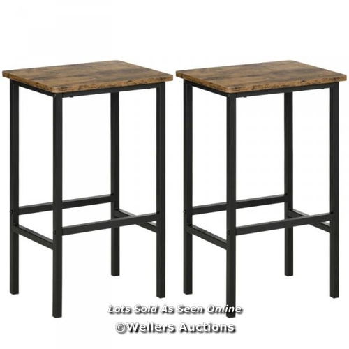 3279 - INDUSTRIAL BAR STOOLS, SET OF 2 KITCHEN BREAKFAST BAR CHAIRS WITH FOOTREST, COUNTER HEIGHT ISLAND ST... 