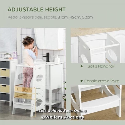 3280 - TODDLER STEP STOOL KIDS ADJUSTABLE STANDING TOWER WITH SAFETY RAIL FOR KITCHEN COUNTER / DP