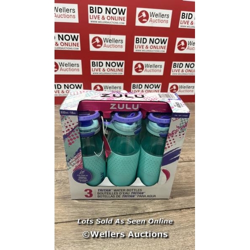 6065 - ZULU KIDS TRITAN WATERBOTTLE 511ML, 3 PACK / APPEARS NEW / F14