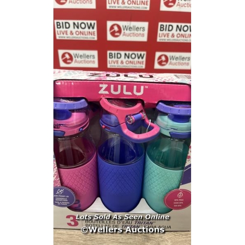 6066 - ZULU KIDS TRITAN WATERBOTTLE 511ML, 3 PACK / APPEARS NEW / F14