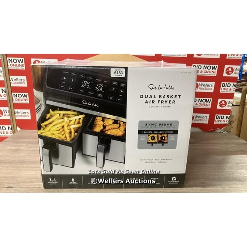 6183 - SUR LA TABLE AIR FRYER WITH X2 3.8L DRAWERS / POWERS UP / SIGNS OF USE / A10