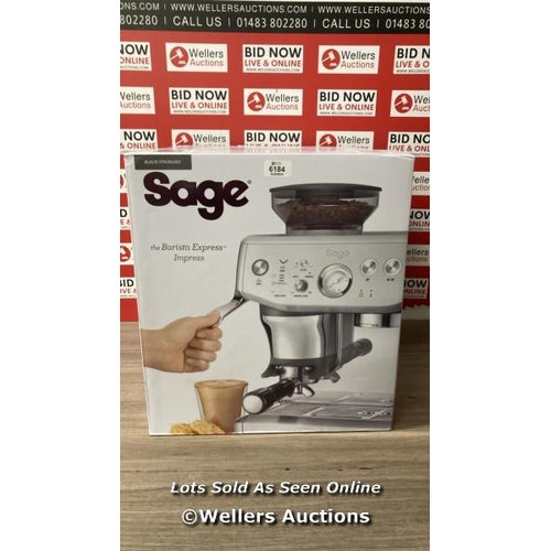 6184 - SAGE THE BARISTA EXPRESS IMPRESS BEAN TO CUP COFFEE MACHINE IN BLACK STAINLESS STEEL (SES876BST4GUK1... 