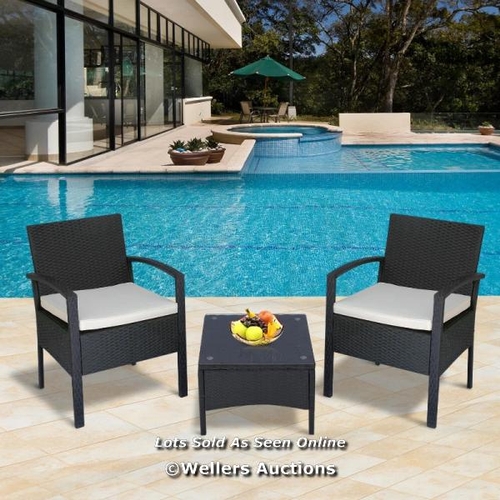 6570 - OUTSUNNY 2 SEATER RATTAN BISTRO SET, STEEL-BLACK / P