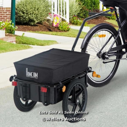 6571 - HOMCOM CARGO TRAILER BIKE STROLLER GARDEN TROLLEY W/CARRIER UTILITY LUGGAGE & WHEELS BLACK / CW