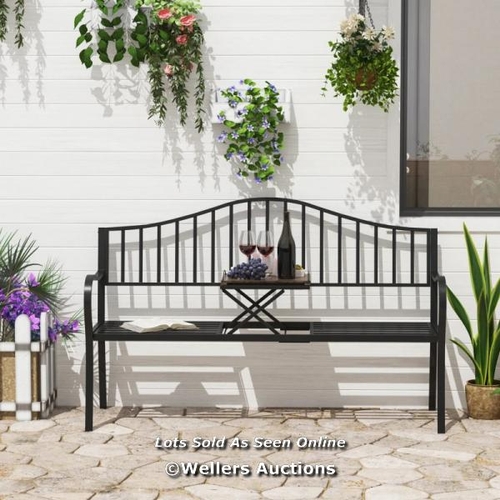 6581 - OUTSUNNY METAL BENCH W/TABLE, 160LX53WX95H CM / CWP