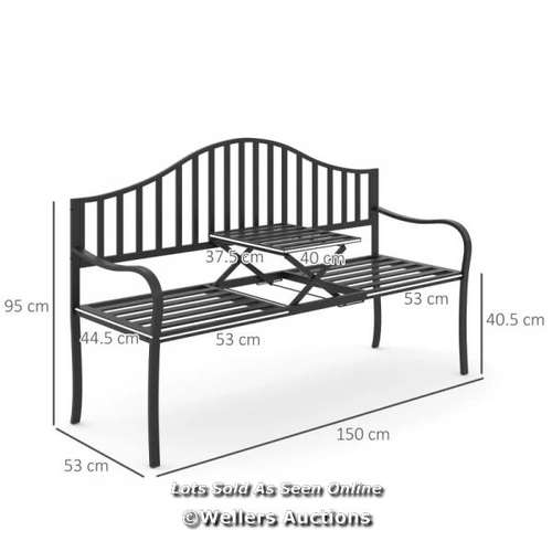 6581 - OUTSUNNY METAL BENCH W/TABLE, 160LX53WX95H CM / CWP