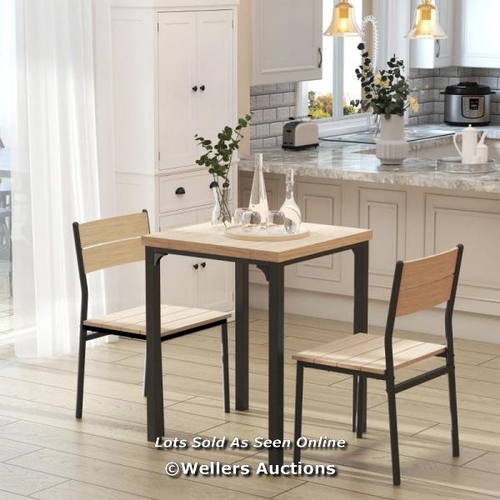 6583 - HOMCOM 3 PCS DINING SET, MDF/STEEL- LIGHT WOOD/GRAIN/BLACK COLOUR / CW