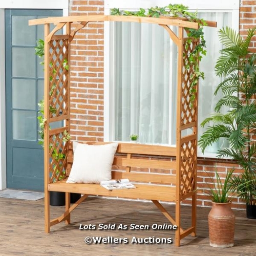 6585 - OUTSUNNY PATIO GARDEN BENCH, NATURAL WOODEN GARDEN ARBOUR WITH SEAT FOR VINES/CLIMBING PLANTS, NATUR... 