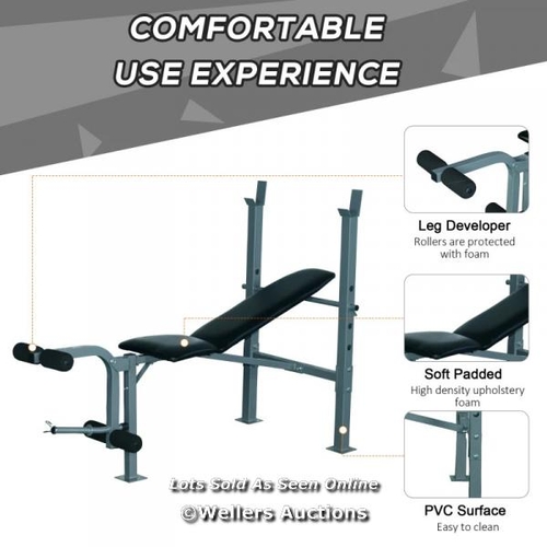 6591 - HOMCOM 4-LEVELS ADJUSTABLE WEIGHT BENCH FITNESS EQUIPMENT WITH BARBELL RACK-BLACK / CW