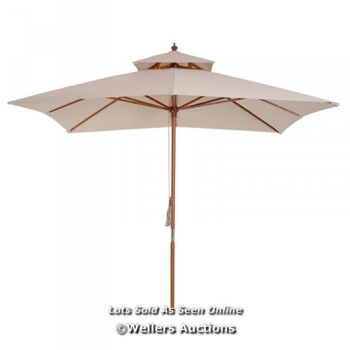 6596 - OUTSUNNY 3 X 3 METRE PATIO PARASOL GARDEN UMBRELLAS SUNSHADE OUTDOOR WOODEN PARASOL CANOPY DOUBLE TI... 