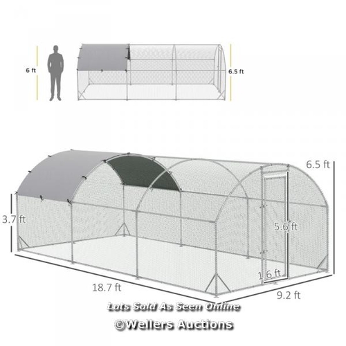 6597 - PAWHUT GALVANISED CHICKEN COOP HEN HOUSE W/ COVER 5.7 X 2.8 X 2M / P