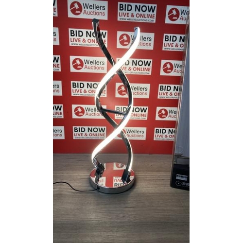 45 - ARTIKA CHROME SWIRL LED TABLE LAMP / POWERS UP /APPEARS NEW / E9