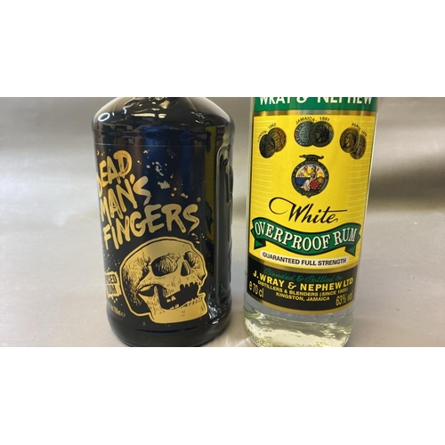 9520 - X1 NEW DEAD MAN'S FINGER SPICED RUM 37.5% VOL. 700ML AND X1 NEW WRAY & NEPHEW WHITE OVERPROOF RUM 63... 