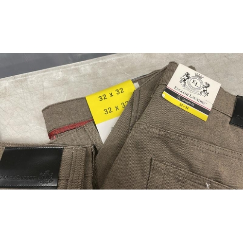 8266 - 7X PAIRS OF GENTS NEW ENGLISH LAUNDRY TROUSERS / SEE IMAGES FOR SIZES / B8