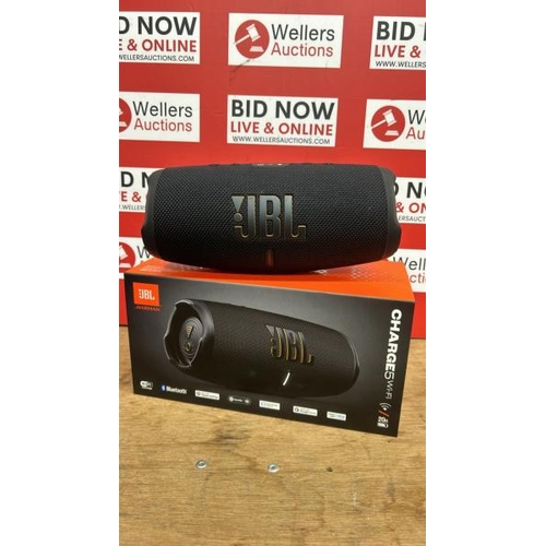 8507 - JBL CHARGE 5 WIFI PORTABLE WIRELESS SPEAKER / POWERS UP, MINIMAL SIGNS OF USE, CONNECTS TO BLUETOOTH... 