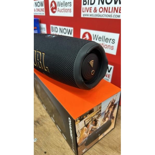 8507 - JBL CHARGE 5 WIFI PORTABLE WIRELESS SPEAKER / POWERS UP, MINIMAL SIGNS OF USE, CONNECTS TO BLUETOOTH... 