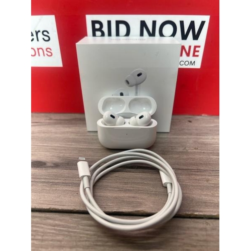 8518 - APPLE AIRPODS PRO (2ND GENERATION)(USB-C), MTJV3ZM/A / POWERS UP & CONNECTS VIA BLUETOOTH WITH SOUND... 