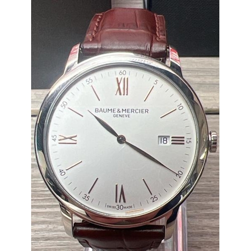 8527 - BAUME & MERCIER CLASSIMA M0A10415 BROWN LEATHER STRAP WATCH / MINIMAL SIGNS OF USE / IN EXCELLENT CO... 