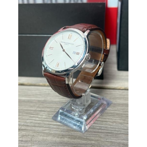 8527 - BAUME & MERCIER CLASSIMA M0A10415 BROWN LEATHER STRAP WATCH / MINIMAL SIGNS OF USE / IN EXCELLENT CO... 