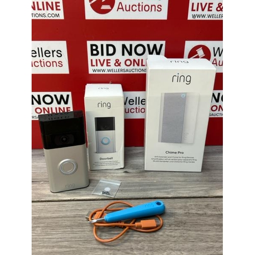 8554 - RING DOORBELL & CHIME PRO / DOORBELL IS SIGNS OF USE, SEE IMAGES FOR CONTENTS / CHIME APPEARS NEW & ... 