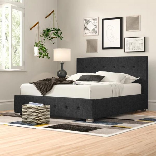 8002 - ZIPCODE DESIGN DELVIN UPHOLSTERED OTTOMAN BED / SIZE: DOUBLE (4'6), COLOUR: BLACK / RRP: £189.99 / C... 