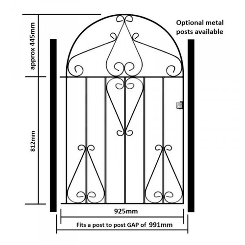 8005 - ROSALIND WHEELER SUEZ SCROLL LOW BOW TOP METAL GARDEN GATE / SIZE: 99CM W X 126CM H / RRP: £94.99 / ... 