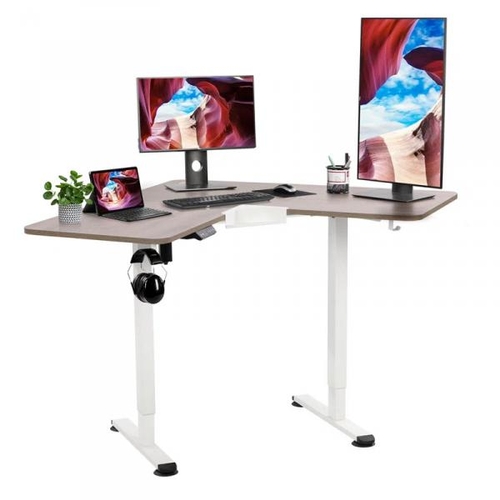 8015 - INBOX ZERO L SHAPED COMPUTER HEIGHT ADJUSTABLE STANDING DESK / TOP COLOUR: BLACK / RRP: £179.99 / C2