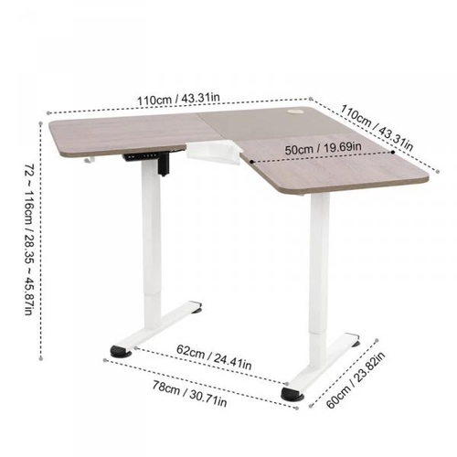 8015 - INBOX ZERO L SHAPED COMPUTER HEIGHT ADJUSTABLE STANDING DESK / TOP COLOUR: BLACK / RRP: £179.99 / C2