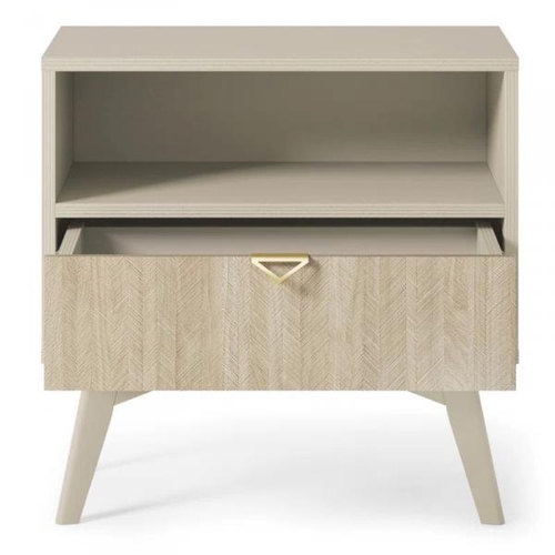 8017 - MIKADO LIVING ALCESTA  MANUFACTURED WOOD BEDSIDE TABLE / COLOUR: BEIGE MATT/OAK SCANDI / RRP: £114.9... 