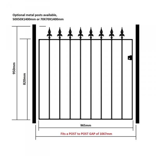 8026 - ROSALIND WHEELER PINKLEY SPEAR TOP GARDEN METAL GATE / SIZE: 107CM W X 95CM H / RRP: £106.99 / C2