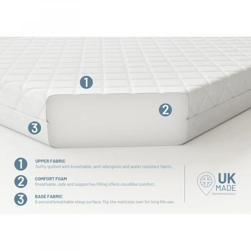 8027 - MACK + MILO DULCIA FOAM MATTRESS /  SIZE: COT (60 X 120 CM) / RRP: £40.45 / C2