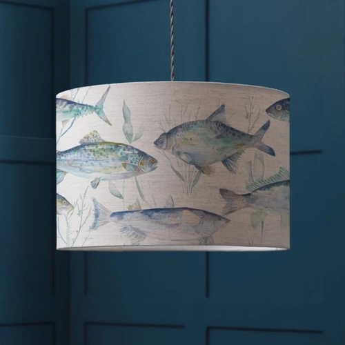 8031 - VOYAGE MAISON IVES WATERS 52CM COTTON DRUM LAMP SHADE /  SIZE: 29CM H X 52CM W X 52CM D / RRP: £49.9... 