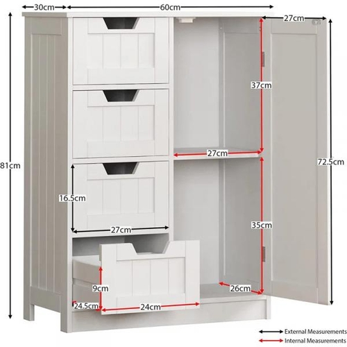 8034 - BRAMBLY COTTAGE MILANO 60CM X 81CM FREE-STANDING CABINET /  FINISH: WHITE / RRP: £65.99 / C2