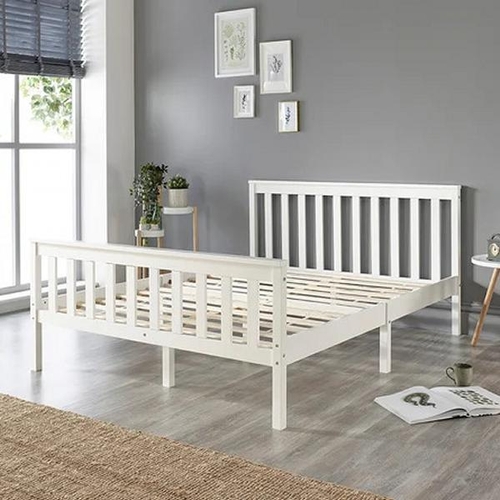 8039 - THREE POSTS AADI SOLID WOOD SHAKER BED FRAME / SIZE: DOUBLE (4'6), COLOUR: WHITE / RRP: �113.99 / C2